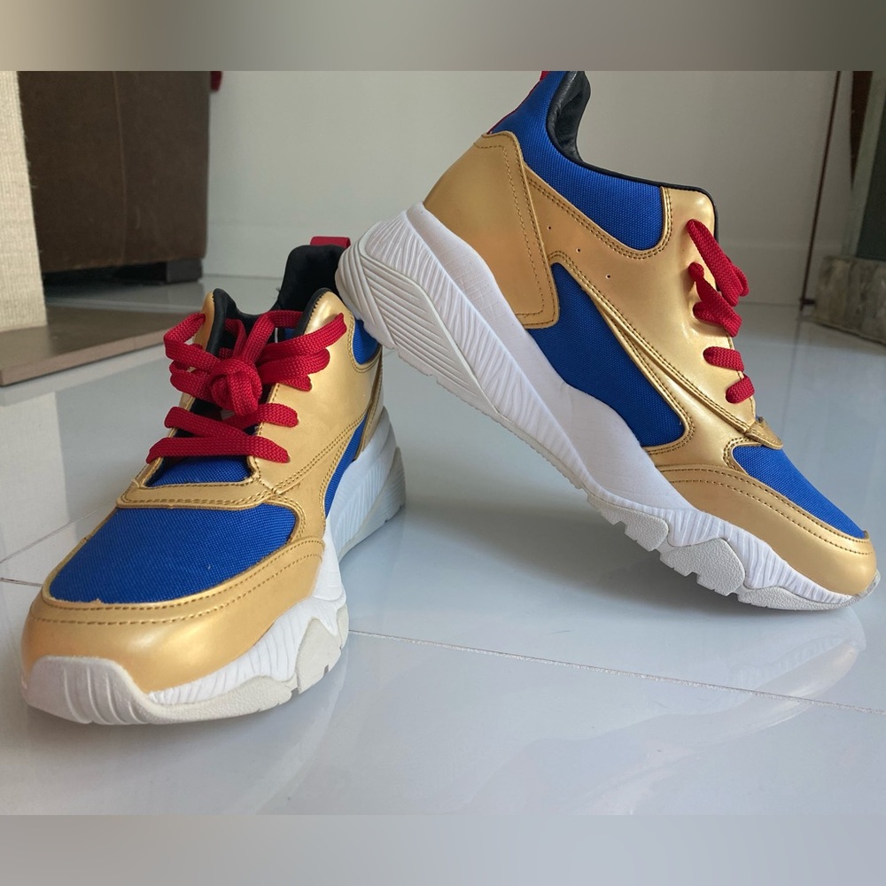 Roberto Cavalli Gold and Blue Sneakers Modern Design
